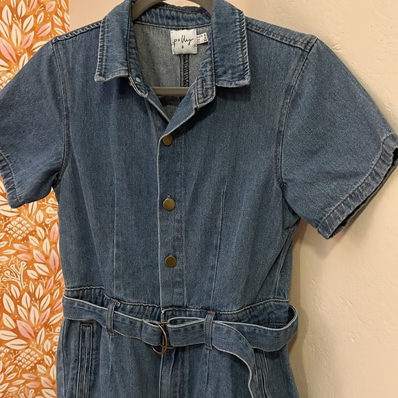 Polly denim belted shorts jumper - EUC - size 4 - Picture 3 of 8